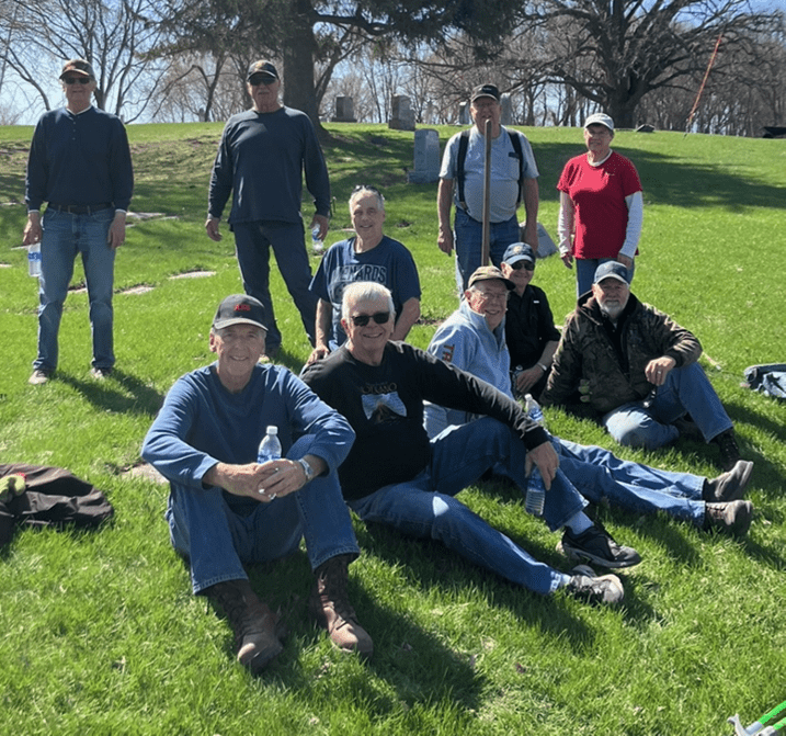 Wednesday morning workers break time at the cemetery